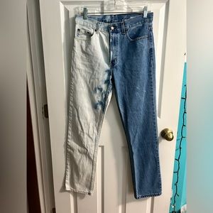 Straight leg half bleached jeans